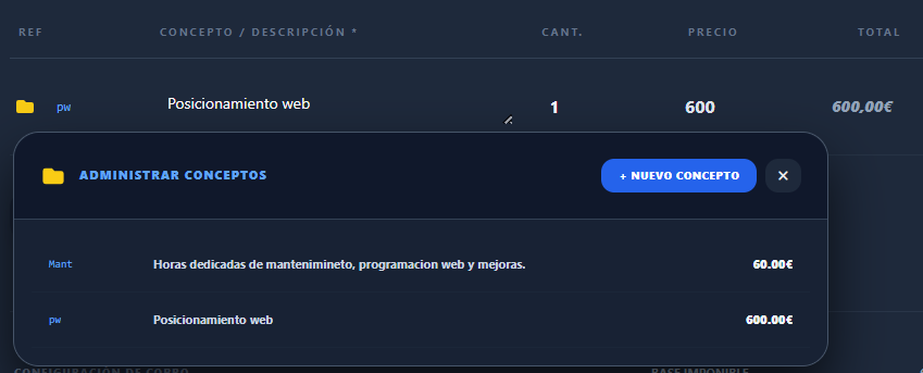Administrar conceptos