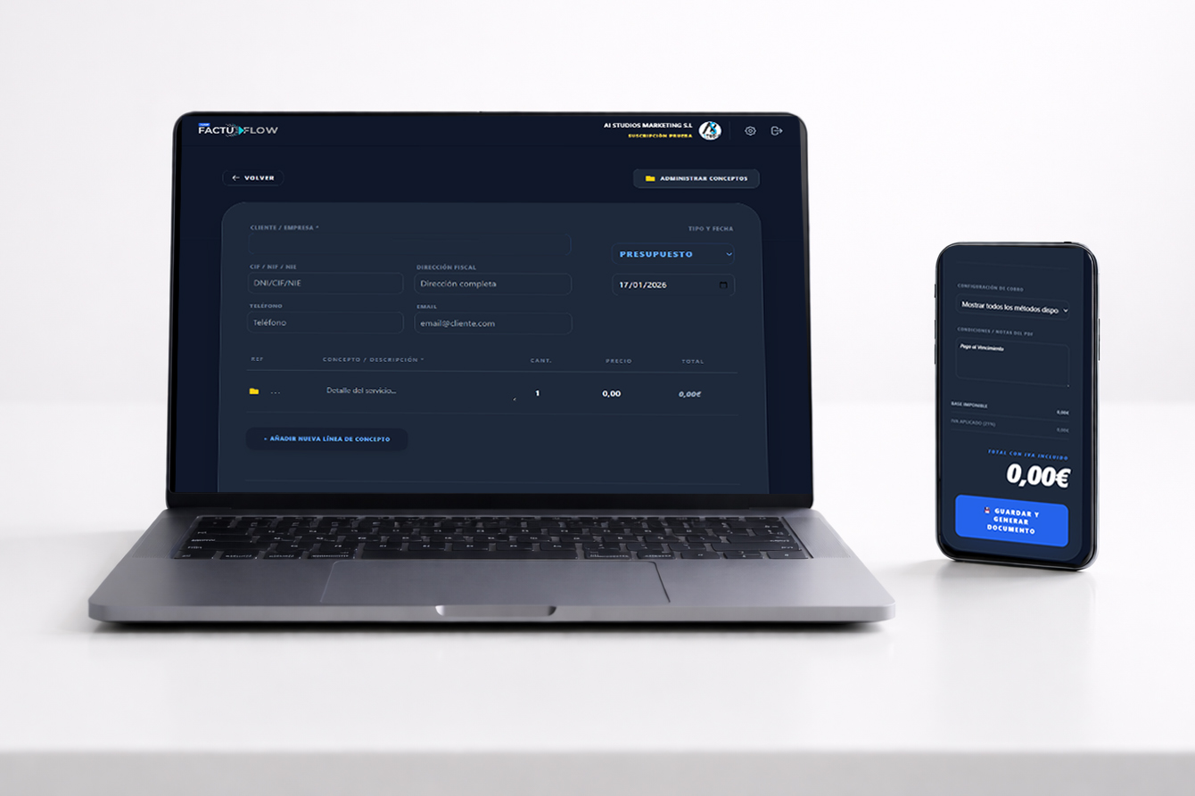 Editor para crear presupuestos y facturas